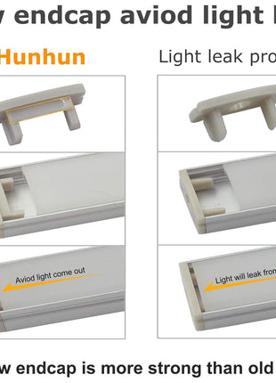 hunhun 10-Pack 6.6ft/ 2Meter U Shape LED Aluminum Channel System with Milky Cover, End Caps and Mounting Clips, Aluminum Profile for LED Strip Light Installations, Very Easy Installation