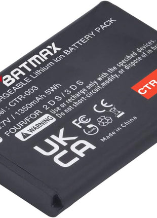 Batmax 1350mAh CTR-003 Battery for Nintendo 3DS 2DS Game Console