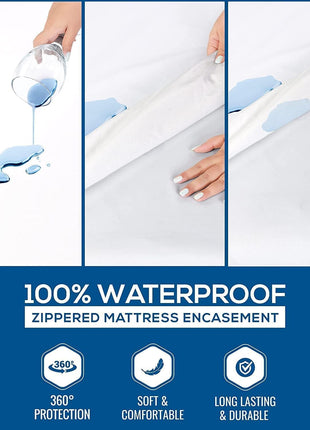 Utopia Bedding Waterproof Mattress Protector Queen Size, Zippered Mattress Encasement Bed Bug and Dust Mite Proof, Absorbent Six Sided Mattress Cover