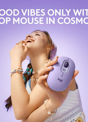 Logitech POP Mouse, Compact and Portable Wireless Bluetooth Mouse with Programmable Buttons and Quiet Clicks, Easy-Switch Between up to 3 Devices, Laptop, Tablet, PC - Cosmos
