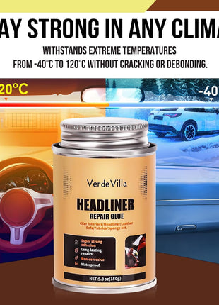 Headliner Repair Glue, Car Headliner Adhesive with Brush, Car Roof Liner Fabric Adhesive, Upholstery Glue for Cars,Headliner Repair Kit, Suitable for Automotive interiors, Fabric, Leather