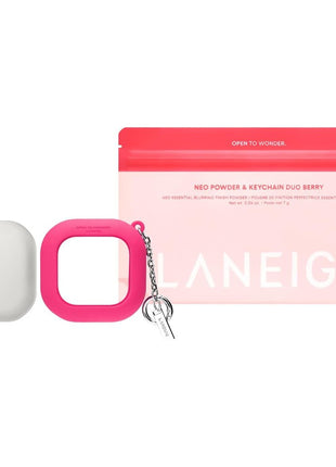 Laneige Neo Blurring Powder & キーチェーン デュオ | クリップオン K-Beauty セッティング パウダー | シャインコントロール 毛穴ぼけ 外出先でのタッチアップ | エレクトロベリー