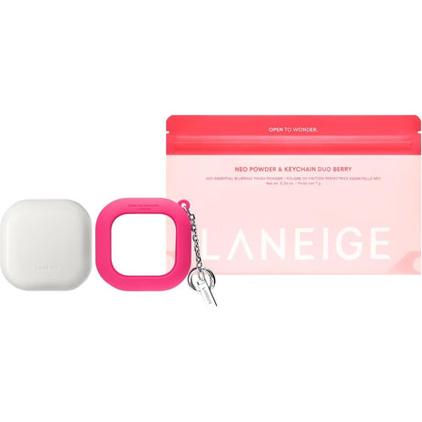 Laneige Neo Blurring Powder & キーチェーン デュオ | クリップオン K-Beauty セッティング パウダー | シャインコントロール 毛穴ぼけ 外出先でのタッチアップ | エレクトロベリー