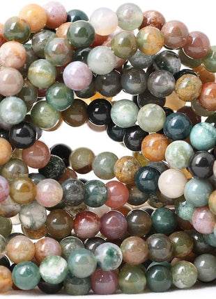 60PCS 6mm Natural Indian Agate Gemstone Round Loose Beads for Jewelry Making DIY 1 Strand 15 inch
