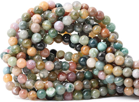 60PCS 6mm Natural Indian Agate Gemstone Round Loose Beads for Jewelry Making DIY 1 Strand 15 inch