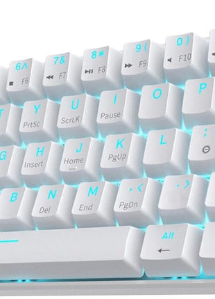 RK ROYAL KLUDGE RK61 Wireless 60% Mechanical Gaming Keyboard, Ultra-Compact 60 Keys Bluetooth Mechanical Keyboard with Programmable Software (Blue Switch, White)
