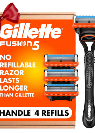 Gillette Fusion5 Razors for Men, 1 Razor, 4 Blade Refills, Lubrastrip for a More Comfortable Shave