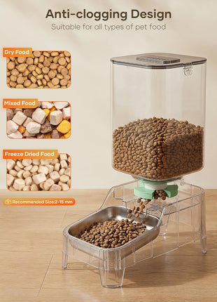 Automatic Cat Feeder with Camera - 7L/29 Cups Auto Dog Feeder with Large Food Tray & 1080P Night Vision, Elevated Bowl, 2-Way Audio, 10s Voice Recording, 5G WiFi Timed Cat Food Dispenser, 1-15 Meals