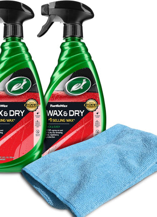 Turtle Wax 50834 1-Step Wax and Dry, Quick and Easiest Step to High Shine, for Cars, Trucks, Motorcycles and RVs, 26 oz. Double Pack with Microfiber Towel