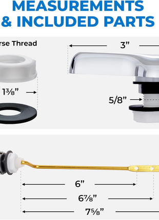 Qualihome Chrome Finish Side Mount Toilet Handle Replacement Kit, Universal Toilet Tank Flush Lever Fits Most Standard Side-Mount Toilet Tanks