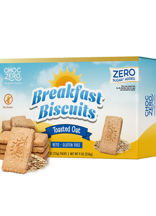 ChocZero Toasted Oat Breakfast Biscuits – No Added Sugar, Keto & Gluten Free High Fiber Snack Cookies, 30 Per Box (9 oz)