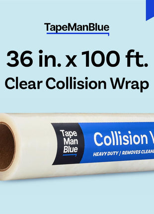 Crash Wrap, 36 inch x 100 feet, Clear Collision Wrap for Damaged Vehicles & Car Windows, Removes Cleanly, Made in America