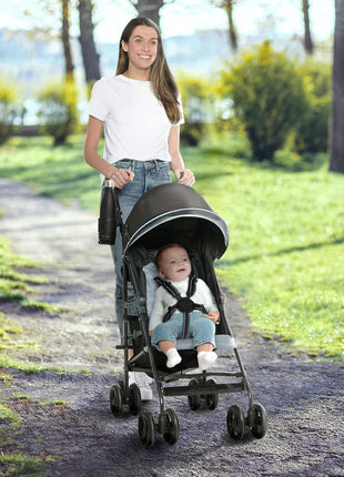 Jeep AdventureGlyde Stroller by Delta Children - Lightweight Travel Stroller with Smoothest Ride & Compact Fold, 3-Position Recline, Extra Large Storage Basket, Black/Grey