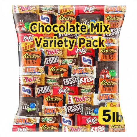 Easter Chocolate Assorted Bulk Candy Variety Pack 5lb - Mini Chocolate Bars, Milk & Dark Chocolate Mix - Individually Wrapped Easter Candy for Baskets, Egg Hunts, Party Favors and Treat Bags