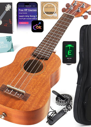 Kmise Professional Ukulele for Adult Beginner, Free Online Lesson 21 inch Soprano Mahogany Ukelele with Kids Ukele Bundle Starter Kit Gig Bag Case, Strap, Tuner, Nylon Strings, Book, Uke Gift Choice