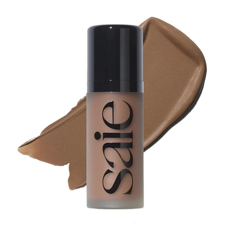 Saie Radiant Glow Duo - Dew Bronze Soft-Focus Liquid Bronzer in Salt (0.4 oz) & Mini Glowy Super Gel Lightweight Illuminator in Sunglow (0.5 oz), Hydrating Makeup Essentials for a Sun-Kissed Glow