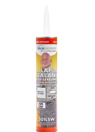 Dicor 501LSW-1 Epdm Self-Leveling Lap Sealant-10.3 Oz. Tube, White, 10.3 Fluid_Ounces (Packaging May Vary)