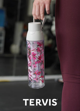 Tervis Venture Lite Clear & Colorful Lidded Made in USA Double Walled Insulated Tumbler Travel Cup Keeps Drinks Cold & Hot, 24oz Water Bottle, White Lid