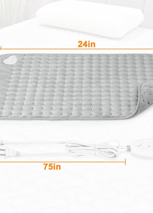 Heating Pad,Heated Blanket,Heating Pad for Back Neck,Grey,24x12 Inch | Electric Heating Pad,Dry/Moist Heat Heating Pads,Heating Pads for Shoulder,Abdomen,Heat Pad for Women Men,Birthday Gift