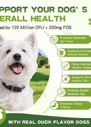 Dog Probiotics + Multivitamin Supplement, 15 in 1 Probiotic Chews for Dogs with Glucosamine Cranberry - 150 Soft Chews, Duck Flavor, Digestive Health, Diarrhea, Allergies, Joint Support, Immune System
