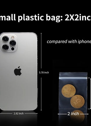 JINYONBAG Mini Plastic Bags, 400pcs 2 inch x 2 inch Transparent Reusable Zipper Storage Bags for Jewelry, Candy, Coins