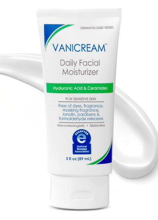 Vanicream Daily Facial Moisturizer, Face Cream with 5 Key Cermides & Hyaluronic Acid, 3 Fl Oz, Formulated Without Common Irritants for Sensitive Skin, Lightweight, Non-Greasy Hydration