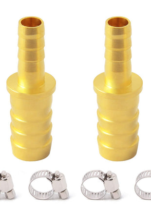 Brass Hose Barb Reducer, 3/8" to 1/4" Hose ID, Reducing Barbed Coupler (Pack of 2)