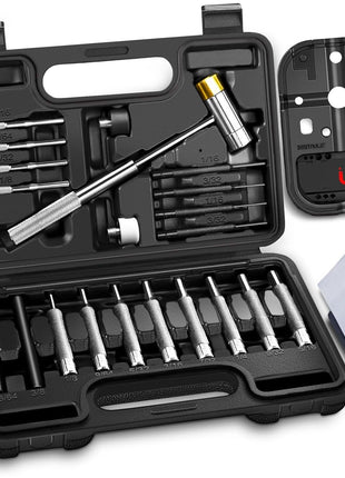 BESTNULE Punch Set, Pin Punches, Punch Tool, Roll Pin Punch Set, Made of High Quality Metal Material Including Punches and Hammer, Mechanical Repair Tool, with Organizer Storage Box (with Bench Block)