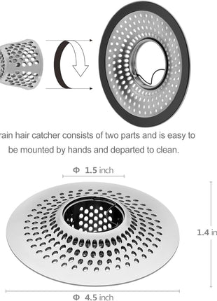 LEKEYE Drain Hair Catcher/Bathtub Shower Drain Hair Trap/Strainer Stainless Steel Drain Protector(Patented Product) | Stainless Steel