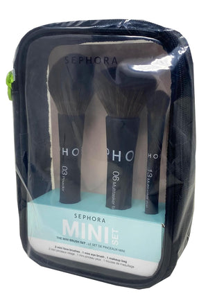 Sephora Collection The Mini Brush Set - 3 Mini Makeup Brushes and 1 Makeup Bag