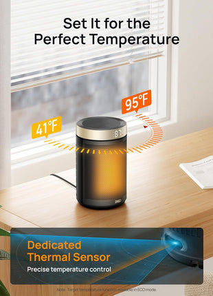 DREO Space Heater, Portable Electric Heaters for Indoor Use with Thermostat | 2026 Upgraded, 34dB Quiet, 12H Timer, 5 Mode, Remote, 1500W PTC Ceramic Fast Safety Heat for Office Bedroom Home, Gold