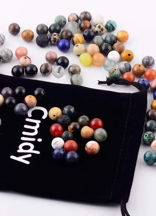 Natural Stone Beads 100pcs Round Genuine Real Stone Beading Loose Gemstones Hole Size 1mm DIY Smooth Bead for Bracelet Necklace Earrings Jewelry Making(Natural Stone Beads Multicolor, 8mm)