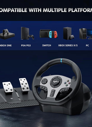 PXN Racing Wheel - Steering Wheel V9 Driving Wheel 270°/ 900° Degree Vibration Gaming Steering Wheel with Shifter and Pedal for PS4, PC, PS3, Xbox Series X|S, Xbox One(V9)