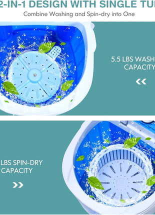 Giantex Portable Washing Machine, Mini Washer and Spinner Combo, 5.5lbs Washing Capacity, Semi-automatic Compact Laundry Machine for Apartment Dorm RV