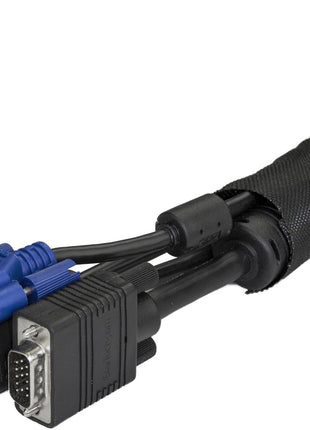 StarTech.com 15' (4.6m) Cable Management Sleeve - Flexible Coiled Cable Wrap - 1.0-1.5 inch Dia. Expandable Sleeve - Polyester Cord Manager/Protector/Concealer - Black Trimmable Cable Organizer