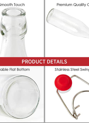 Encheng 8oz Glass Bottles With With Air Tight Lids,Beer Bottles For Home Brewing 250ml,Kombucha Bottles For Beverages,Kefir,Food Storage,Leak Proof,Dishware Safe 16 Pack