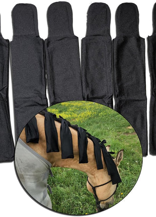 Ranch Hand Horse Mane Bags   Protect Horse's Mane from Wind, Sun & Mud   Prevents Tangles, Rubbing Out and Breakage   Made with Nylon   Easy to Use and Washable   Set of 6 (xL Black)