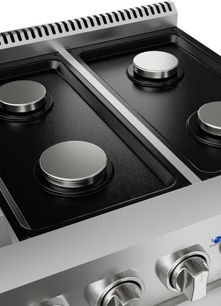 GarveeHome 48 in. 7.0 cu. ft. Full Gas Freestanding Range with 6 Sealed Burner Gas Cooktop & Griddle Cooktop, Cast Iron Grates and Primary Convection Oven in Stainless Steel