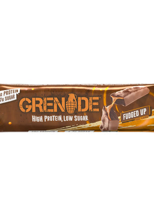Grenade High Protein, Low Sugar Bar - Fudged Up, 12 x 60 g | High Protein, Low Sugar Bar, 22 g Protein, 1 g Sugar, Fudge Center, Caramel, & Dark Chocolate Chips, Milk Chocolate Coated
