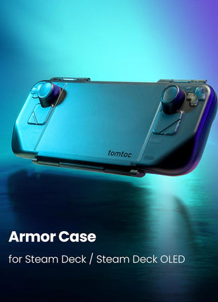 tomtoc Armor Slim Case for Steam Deck/OLED with Military Grade Protection | Hard Shell Travel Case with Shock-Proof, Slim Space-Saving Design, Charging Convenience, Protective Cover for Daily Travel