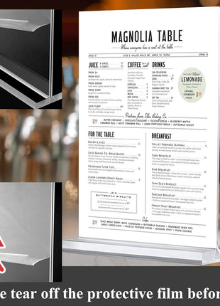 Arrobust Acrylic Sign Holder 8.5 x 11, Double Sided Clear Acrylic Display Table Signs Stand, T Shape Flyer Holder Plastic for Picture Paper Frame Holder Home Office Menu Retail Show Fair, 6 Pack