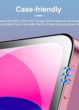 NEW'C 2 Pack Designed for iPad (A16) 11th Generation 2025, iPad 10th Generation 10.9 inches 2022 Screen Protector Tempered Glass, Bubble Free, Ultra Resistant (Easy Installation Frame)