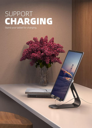 Lamicall Tablet Stand Adjustable, Tablet Stand : Desktop Stands Holder Gifts Compatible with Tablets Such as iPad 2018 Pro 9.7, 10.5, Air Mini 4 3 2, Kindle, iPhone 17 Max, E-Reader (4-13'')- Black