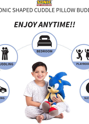 Sonic The Hedgehog Anime Kids Bedding Super Soft Plush Cuddle Pillow Buddy, 22 inch Tall, (Officially Licensed Product) by Franco
