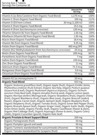 Garden of Life Organics Men 40+ Multivitamin, 60 Tablets | Prostate Support, B12 & Vitamins, Vegan, Daily Whole Food Multivitamin, Non-GMO, Certified Organic