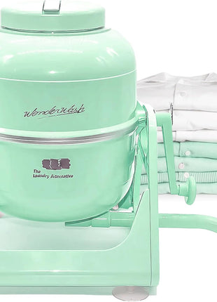 WonderWash Portable Washing Machine for Apartment & Tiny Spaces - Manual Hand Clothes Washer with Retro Design - Clean Laundry Anywhere with Our Countertop, Non-Electric, Small Washer - Mint Green