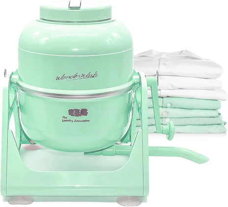 WonderWash Portable Washing Machine for Apartment & Tiny Spaces - Manual Hand Clothes Washer with Retro Design - Clean Laundry Anywhere with Our Countertop, Non-Electric, Small Washer - Mint Green