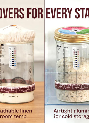 Superbaking Sourdough Starter Jar, Beginner Sourdough Starter Kit, 34oz Wide Mouth Sour Dough Glass Jar with Guides & Recipes, Sourdough Bread Baking Supplies, Sourdough Container Crock