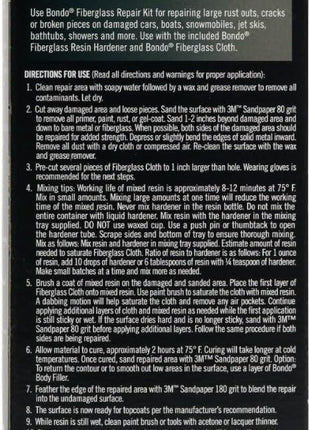Bondo Fiberglass Resin Repair Kit, 00420, 0.45 Pint