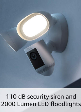 Ring Floodlight Cam Wired Pro, Home or business security, Retinal 2K Video, Color Night Vision and Two-Way Talk with Audio+, White